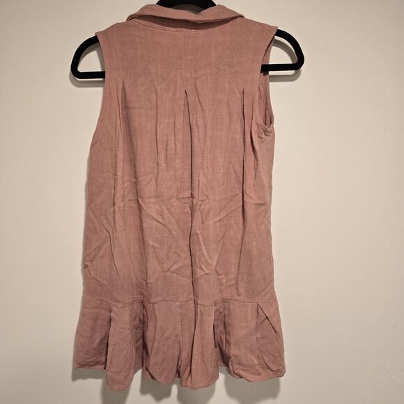 Allie Rose Linen Cotton Blend Boho Beachy Romper Small Mauve Pink Summer Spring - Picture 6 of 11